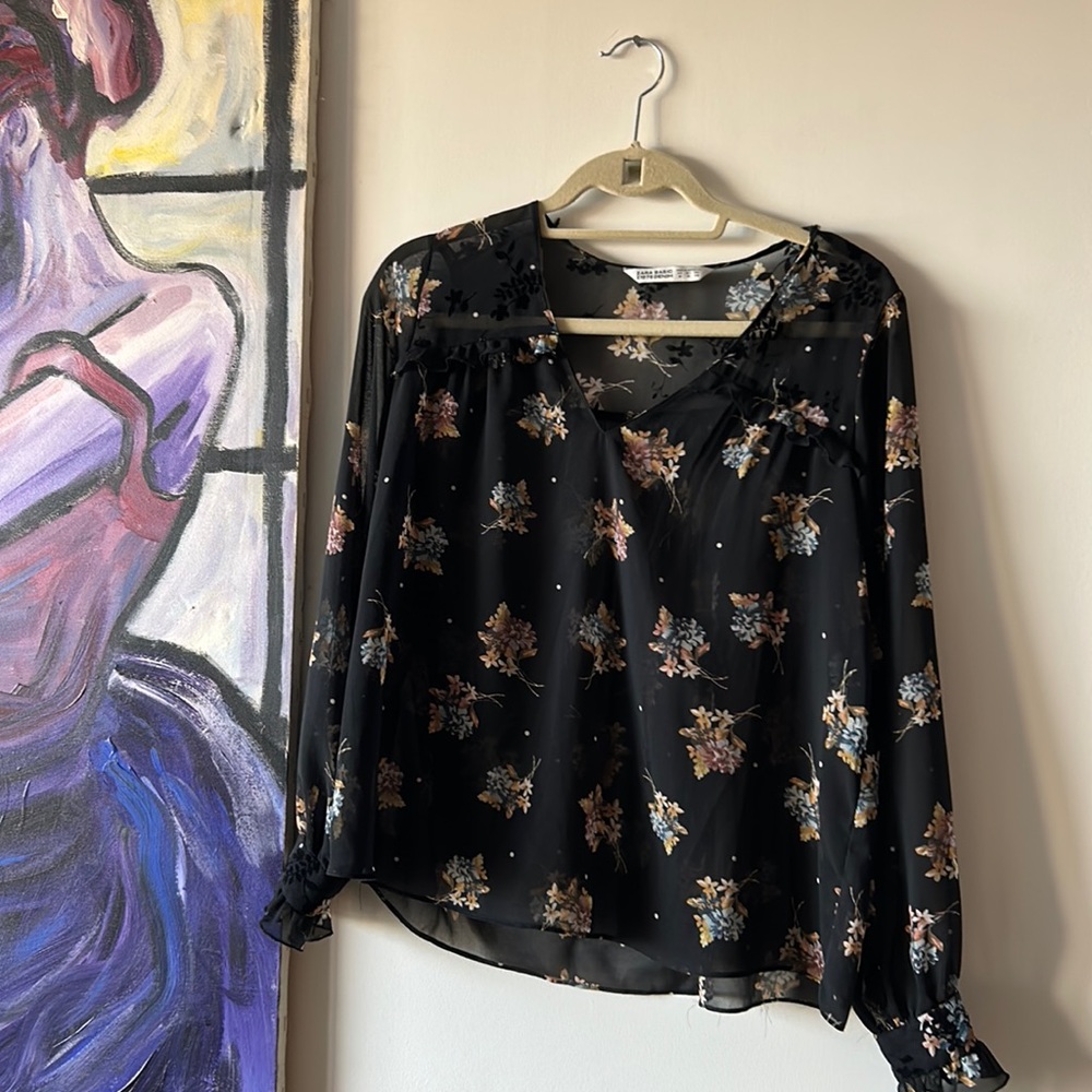 Zara Sheer Floral Blouse